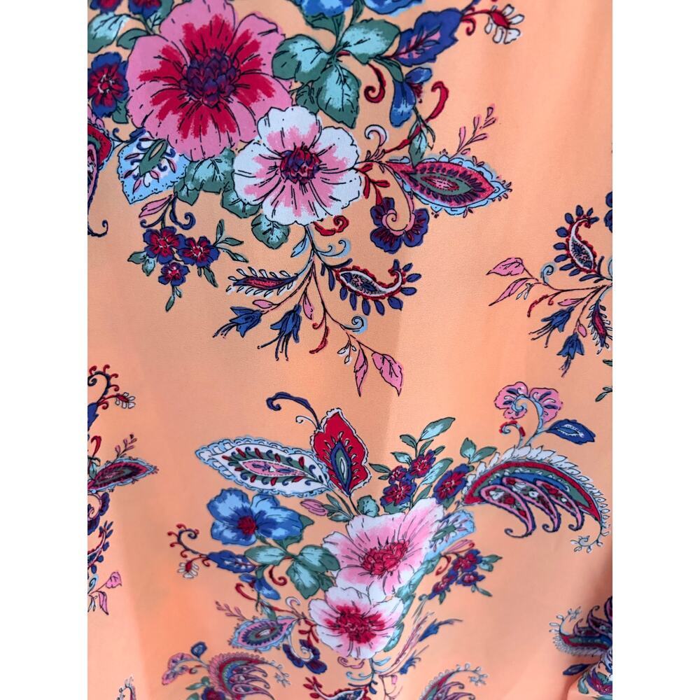 Counterparts Floral Ruched Long Sleeve Blouse Peach Pink Medium - Picture 4 of 8
